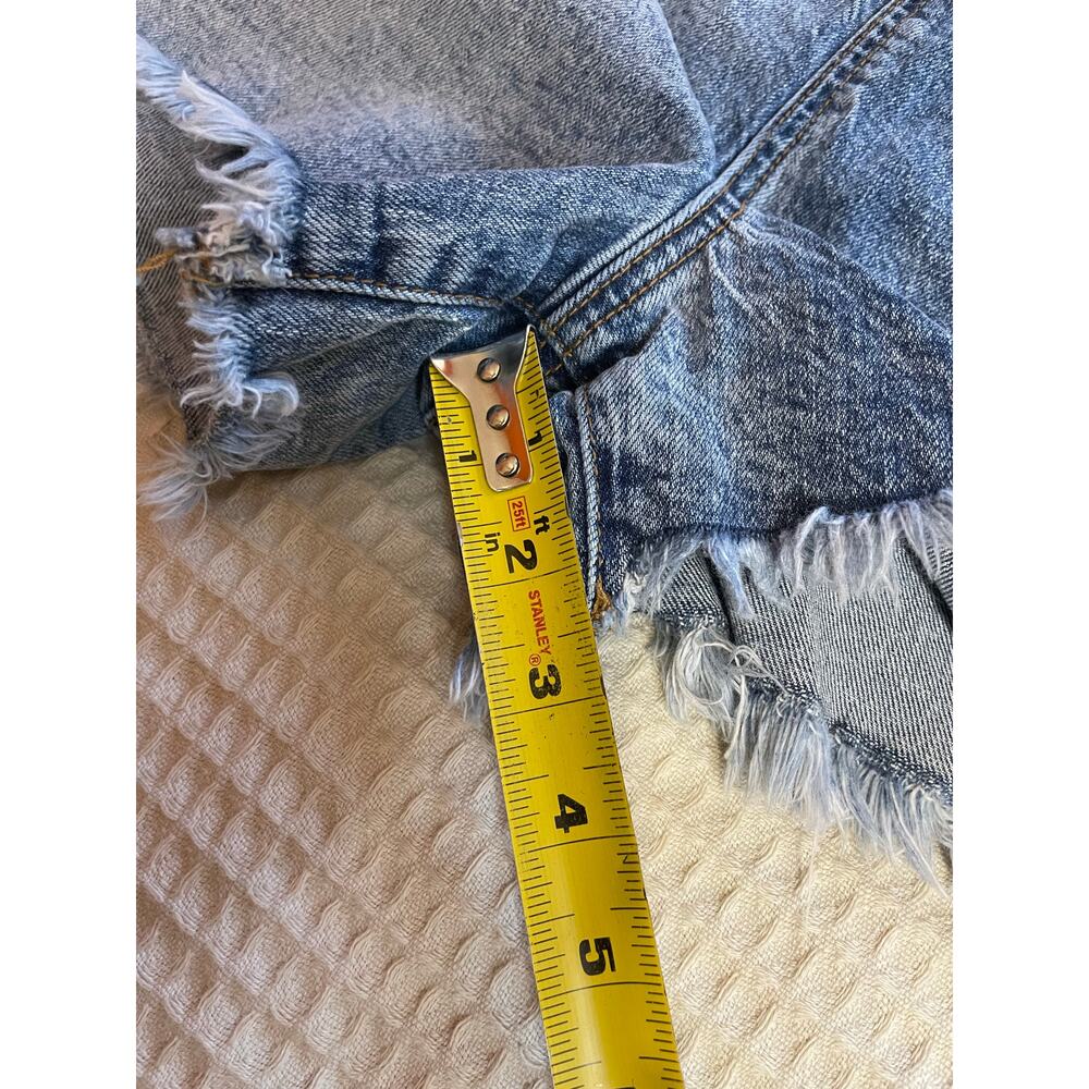 Pilcro Anthropologie Medium Wash Distressed Nood Zelus Denim Micro Mini Skort 26 - Picture 9 of 12